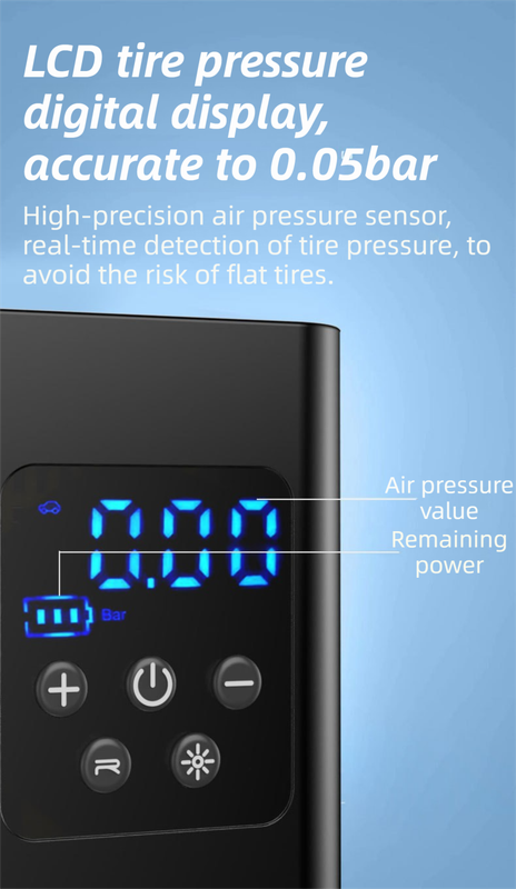 Portable 12V Lighter Electric Tire Inflator with 4 Inflation Modes & 5 Inflatable Parts - Real-Time LCD Precision Gauge, Auto-Stop & Emergency LED Light - Image 5