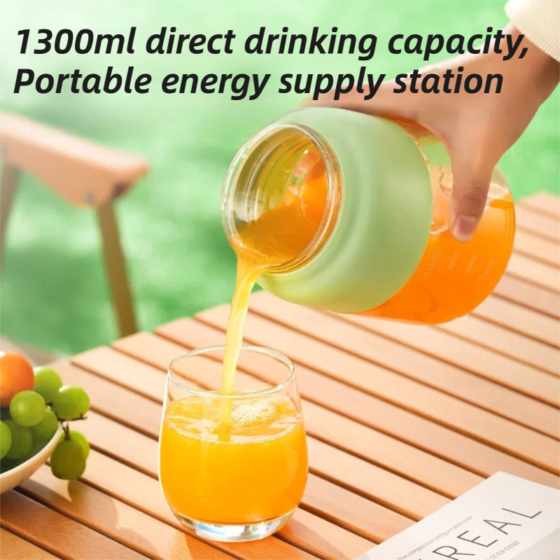 Blue Portable 1300ML Multi-Functional Blender with Dual-Drink Lid - 38-Steel Blade Cyclone Juicer & Ice Crusher, Waterproof Type-C Charging - Image 2