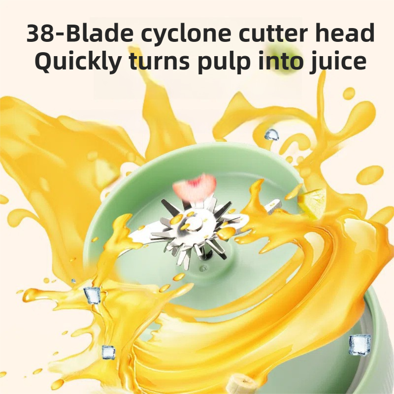 Beige Portable 1300ML Multi-Functional Blender with Dual-Drink Lid - 38-Steel Blade Cyclone Juicer & Ice Crusher, Waterproof Type-C Charging - Image 3
