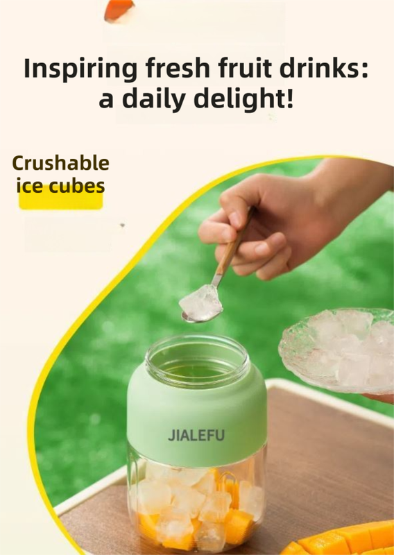 Beige Portable 1300ML Multi-Functional Blender with Dual-Drink Lid - 38-Steel Blade Cyclone Juicer & Ice Crusher, Waterproof Type-C Charging - Image 4