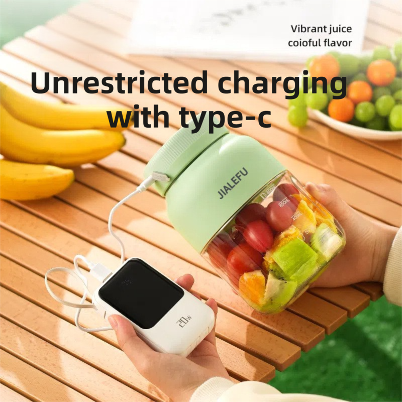 Beige Portable 1300ML Multi-Functional Blender with Dual-Drink Lid - 38-Steel Blade Cyclone Juicer & Ice Crusher, Waterproof Type-C Charging - Image 5