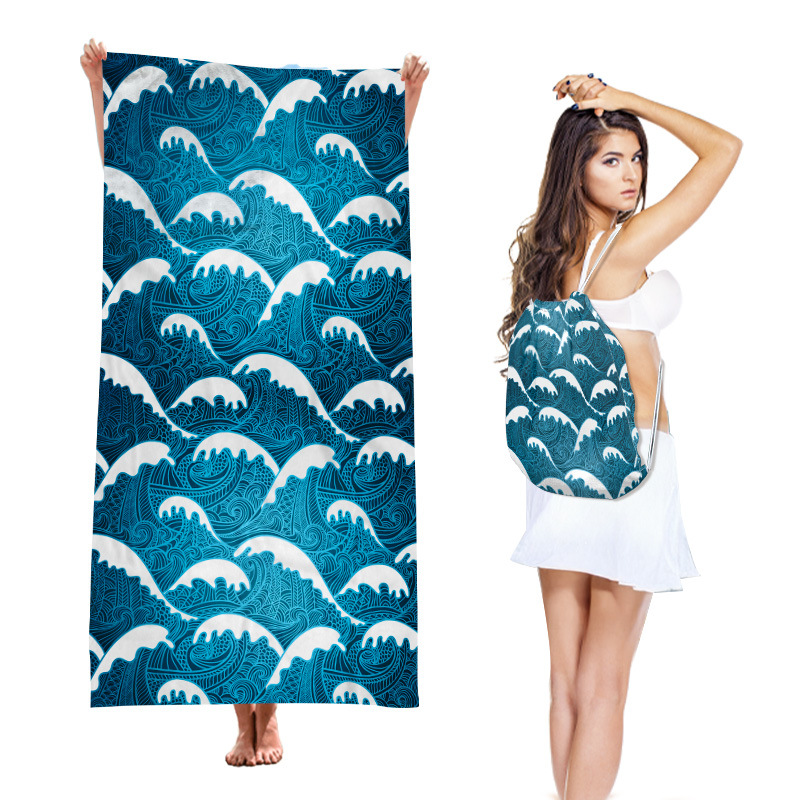 2-in-1 Integrated Quick-Dry Beach Towel Backpack(Style 1) - Foldable Microfiber Sand-Free Towel (Unfolded 75*150cm / Folded40*45cm) - Image 1