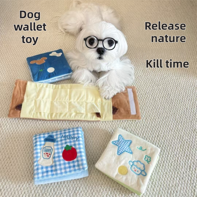 Soft Plush Interactive Sniffing Wallet with Hidden Treat Pockets (Style 3) - Squeaky Enrichment & Boredom Buster for Dog - Image 4