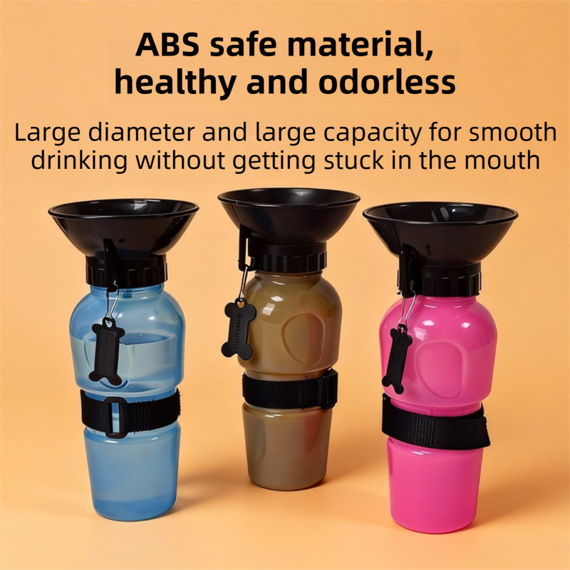 Blue 500ML Portable Pet Dog Water Bottle with 10cm Wide Bowl - Leakproof Travel Drinker for Outdoor Walking and Hiking - Image 3