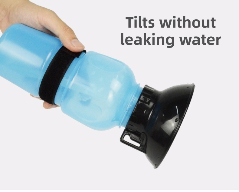 Blue 500ML Portable Pet Dog Water Bottle with 10cm Wide Bowl - Leakproof Travel Drinker for Outdoor Walking and Hiking - Image 5