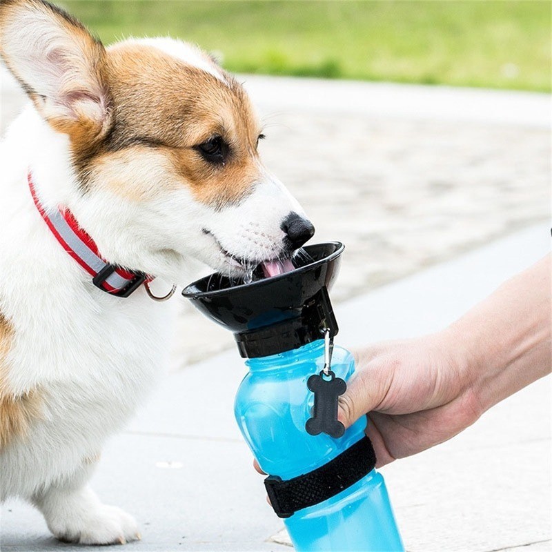 Pink 500ML Portable Pet Dog Water Bottle with 10cm Wide Bowl - Leakproof Travel Drinker for Outdoor Walking and Hiking - Image 2