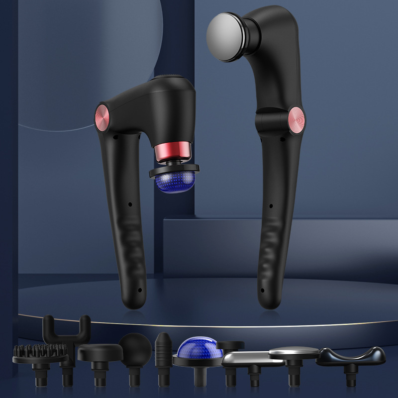 Black-Rosegold Foldable Percussion Massage Gun with Hot Cold Compress & 10 Heads - 9 Speed Levels and High Frequency Vibration Full Body Muscle Relaxer - Image 1