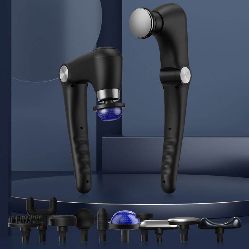 Black-Sliver Foldable Percussion Massage Gun with Hot Cold Compress & 10 Heads - 9 Speed Levels and High Frequency Vibration Full Body Muscle Relaxer - Image 1