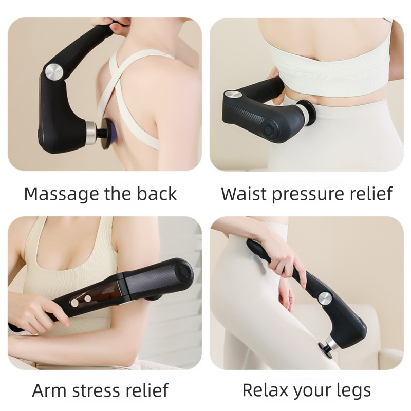 Black-Sliver Foldable Percussion Massage Gun with Hot Cold Compress & 10 Heads - 9 Speed Levels and High Frequency Vibration Full Body Muscle Relaxer - Image 7