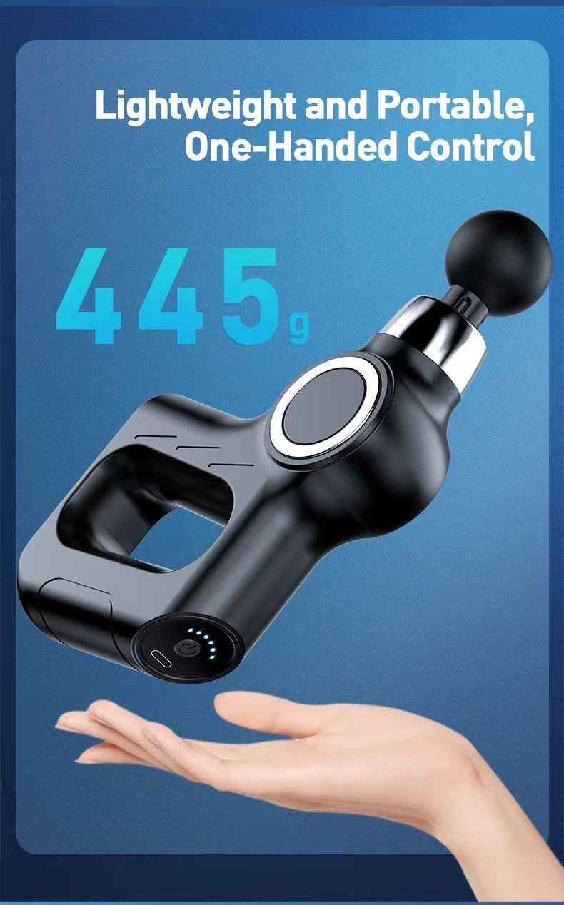 Black Portable Mini Triangle Massage Gun with 6 Heads & 6 Speed Setting - High Frequency Muscle Stimulator for Professional Fitness (Button Model) - Image 7