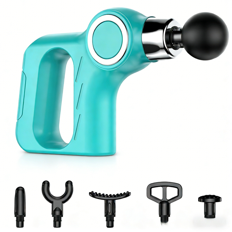 Mint Portable Mini Triangle Massage Gun with 6 Heads & 6 Speed Setting - High Frequency Muscle Stimulator for Professional Fitness (LCD Model) - Image 1