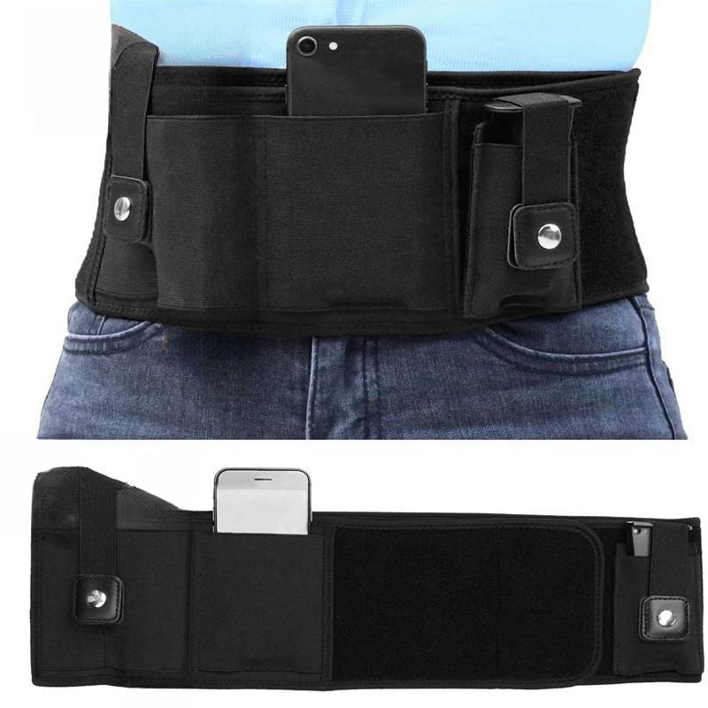 Black Multi-Functional Concealed Tactical Belly Band with Muti-Pouch and Holster - 48 inch Breathable Carry Belt for Outdoor Camping - Image 4