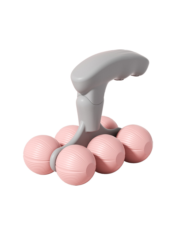 Pink Compact 6-Wheel Handheld Massager - Smooth & Silent, Deep Tissue Muscle Relaxer for Yoga Fitness and Home Recovery - Image 1
