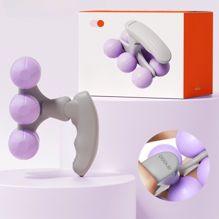 Purple Compact 6-Wheel Handheld Massager - Smooth & Silent, Deep Tissue Muscle Relaxer for Yoga Fitness and Home Recovery - Image 1
