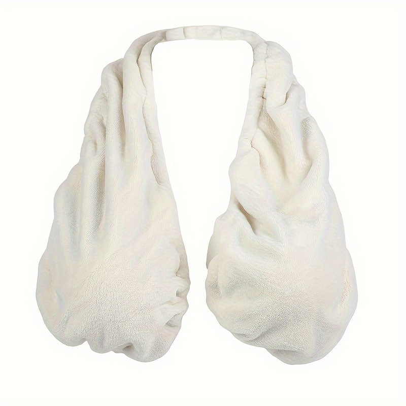 White Breathable Wool Towel Bra with Supportive Anti-Chafe Deisgn - Sweat-Wicking Halter Neck Lounge Bralette (L Size) - Image 1