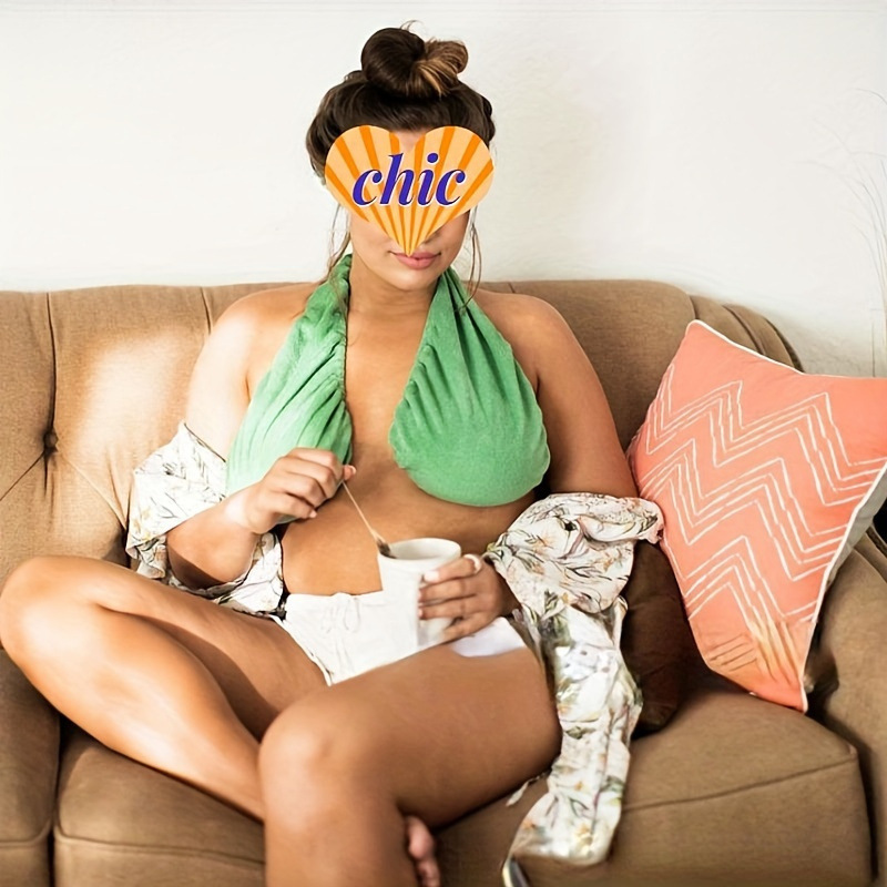 Green Breathable Wool Towel Bra with Supportive Anti-Chafe Deisgn - Sweat-Wicking Halter Neck Lounge Bralette (M Size) - Image 1