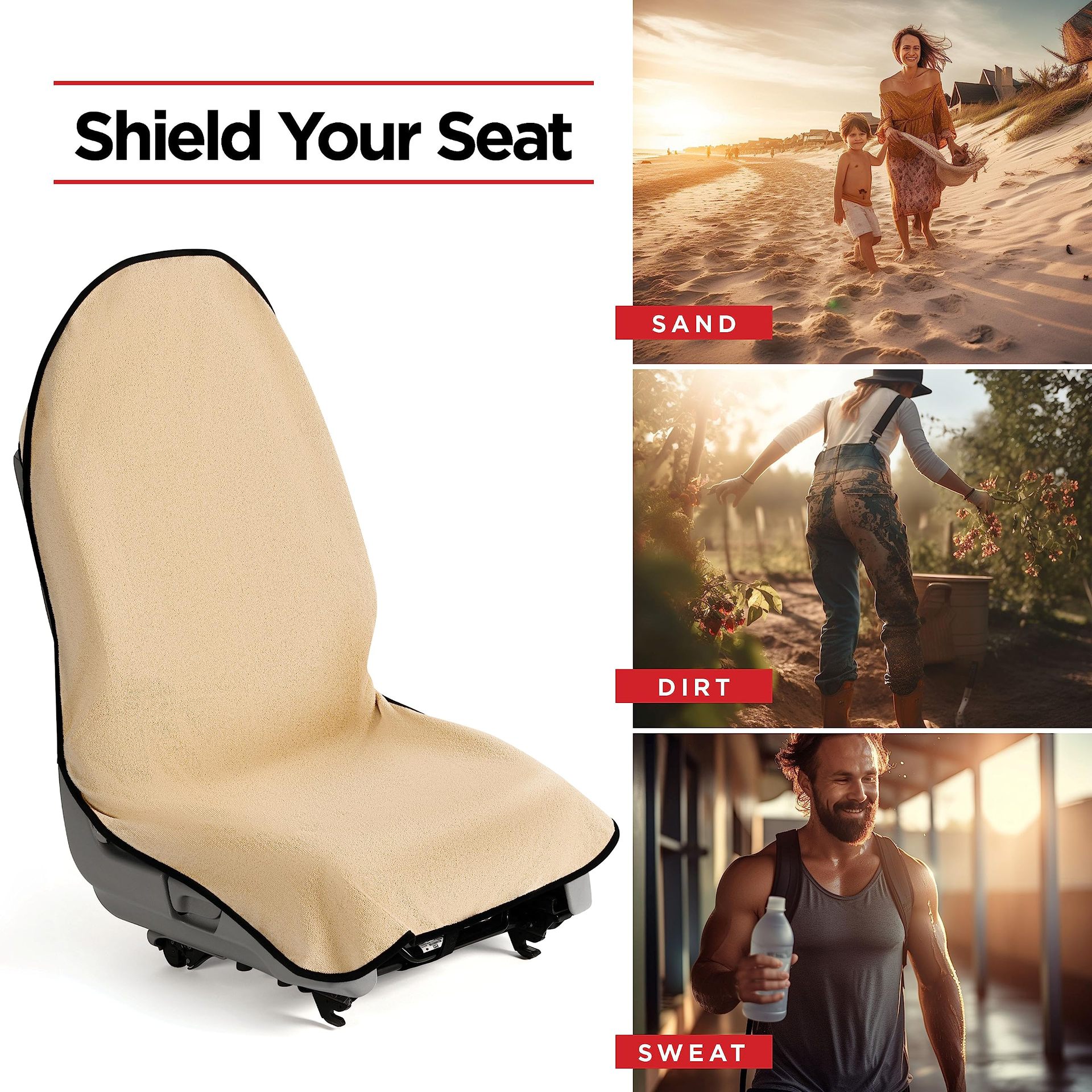 Mint Waterproof Towel Car Single Seat Cover - Universal Non-Slip Sweat-Absorbent Bucket Seat Protector for Gym Fitness and Beach - Image 2