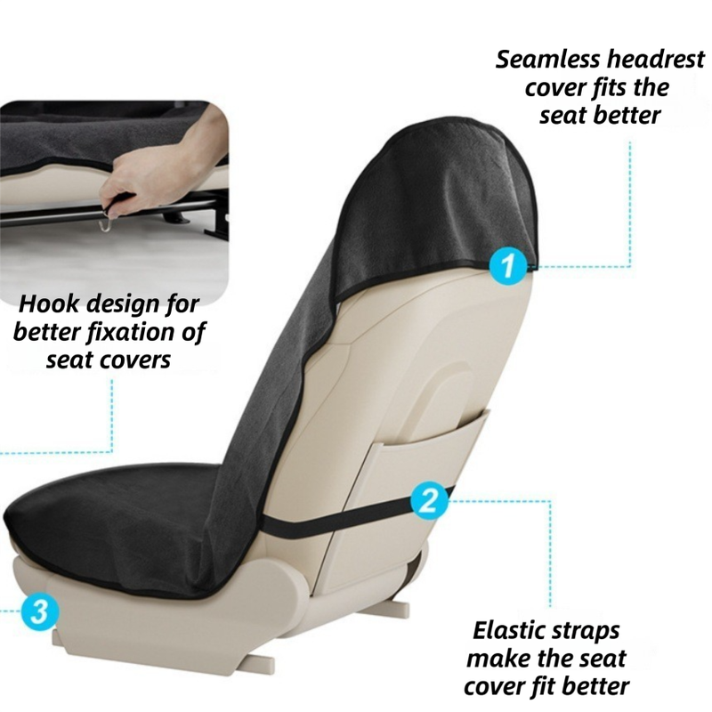 Grey Waterproof Towel Car Single Seat Cover - Universal Non-Slip Sweat-Absorbent Bucket Seat Protector for Gym Fitness and Beach - Image 3