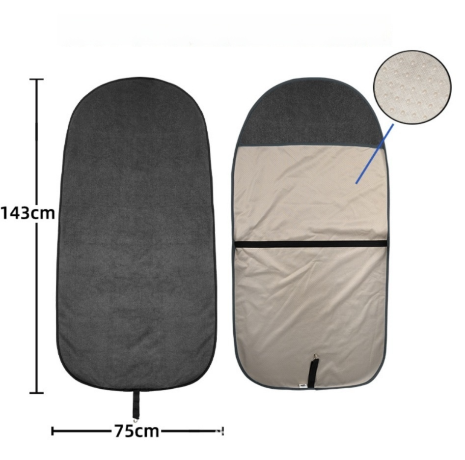 Grey Waterproof Towel Car Single Seat Cover - Universal Non-Slip Sweat-Absorbent Bucket Seat Protector for Gym Fitness and Beach - Image 6