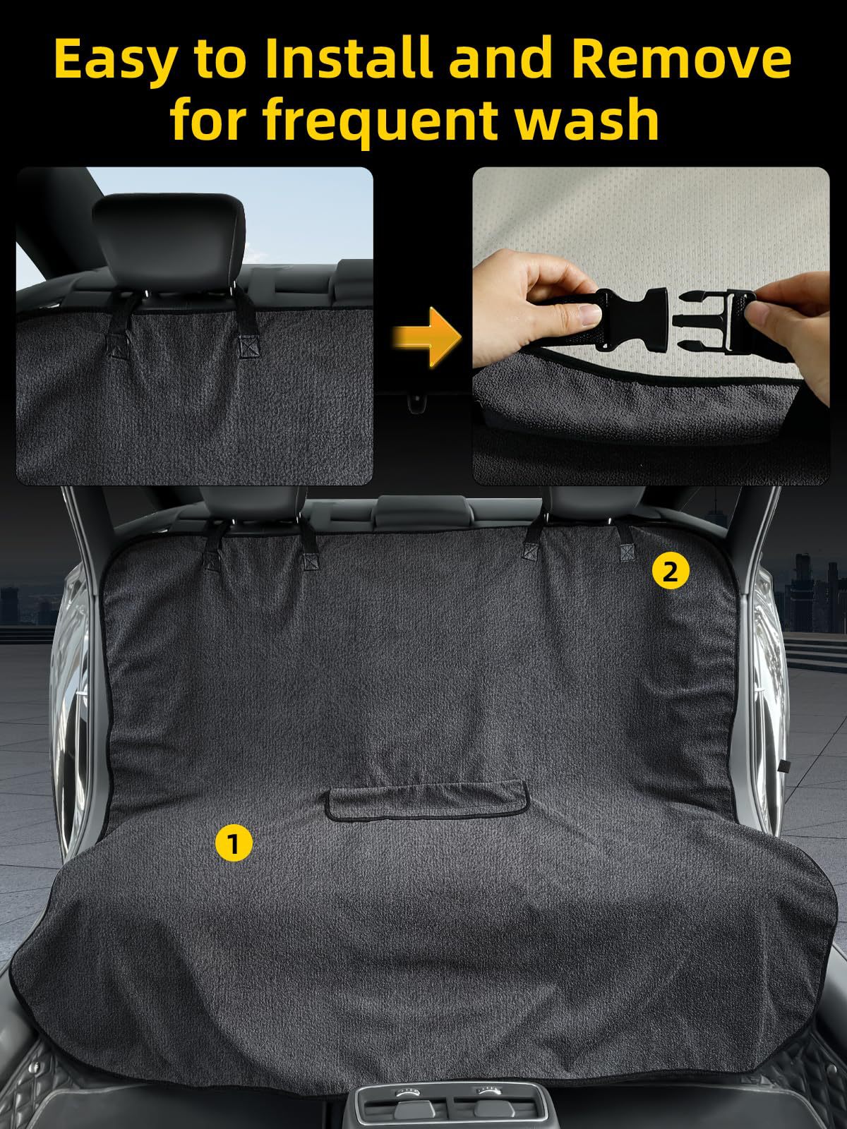 Black Waterproof Towel Car Back Seat Cover - Universal Non-Slip Sweat-Absorbent Bucket Seat Protector for Gym Fitness and Beach - Image 4