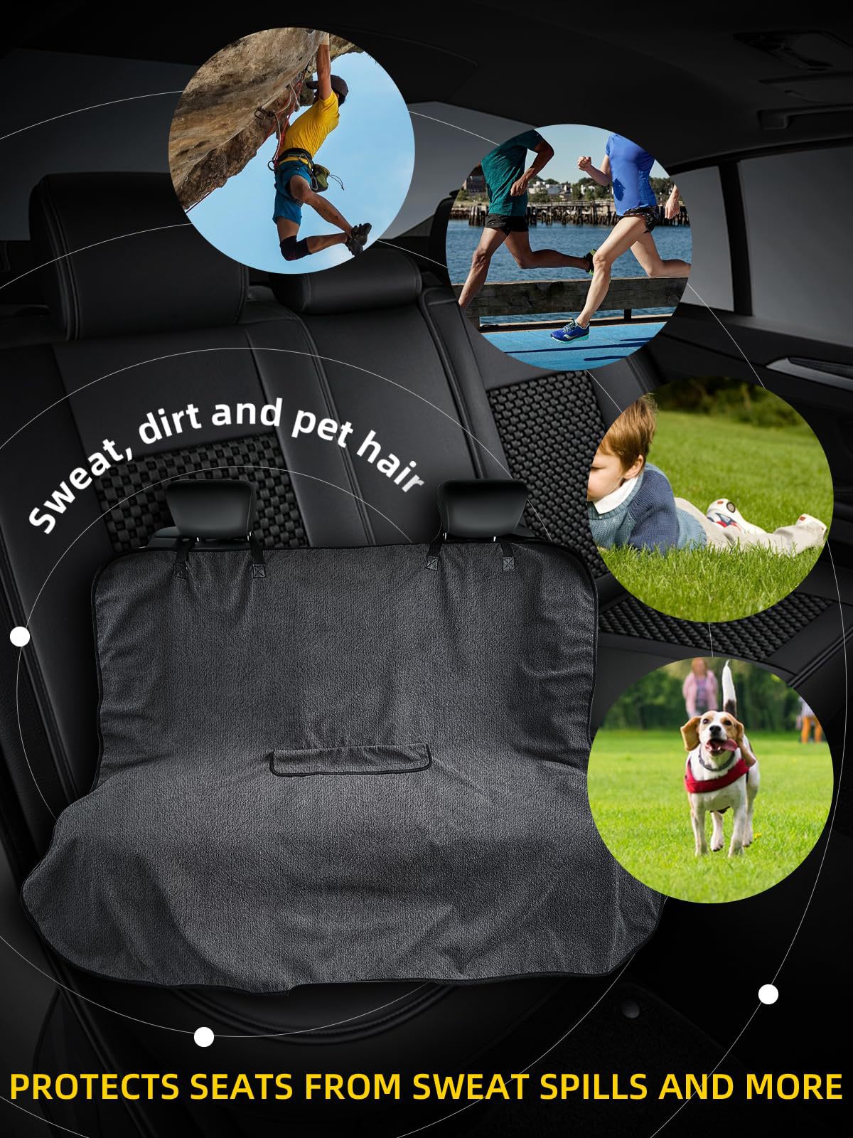 Black Waterproof Towel Car Back Seat Cover - Universal Non-Slip Sweat-Absorbent Bucket Seat Protector for Gym Fitness and Beach - Image 5