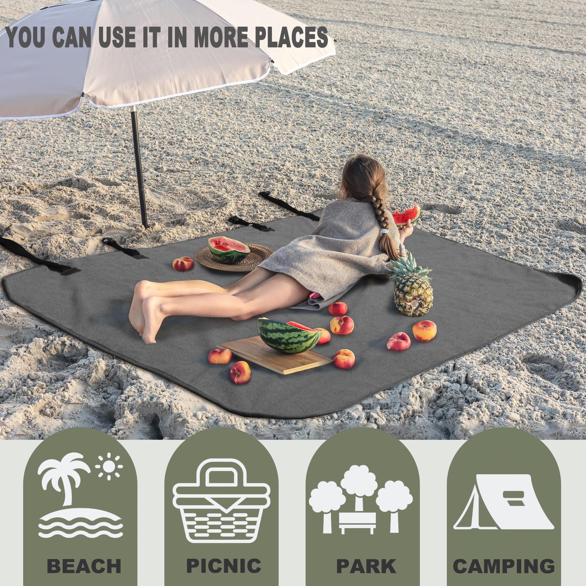 Grey Waterproof Towel Car Back Seat Cover - Universal Non-Slip Sweat-Absorbent Bucket Seat Protector for Gym Fitness and Beach - Image 3