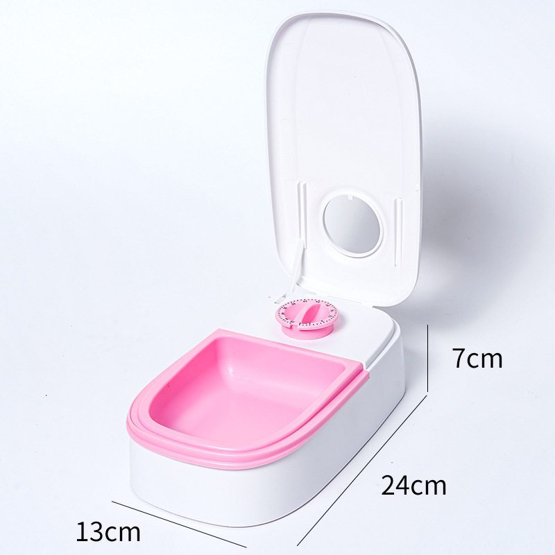 Pink Silent Automatic Pet Single Meal Dispenser with Rotary Buckle - Longest 48H Scheduled and Long Battery Life, Detachable for Easy Cleaning - Image 1