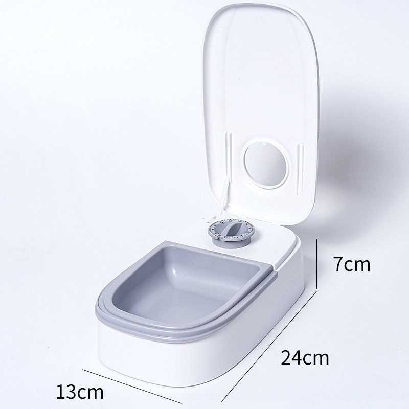 Grey Silent Automatic Pet Single Meal Dispenser with Rotary Buckle - Longest 48H Scheduled and Long Battery Life, Detachable for Easy Cleaning - Image 1