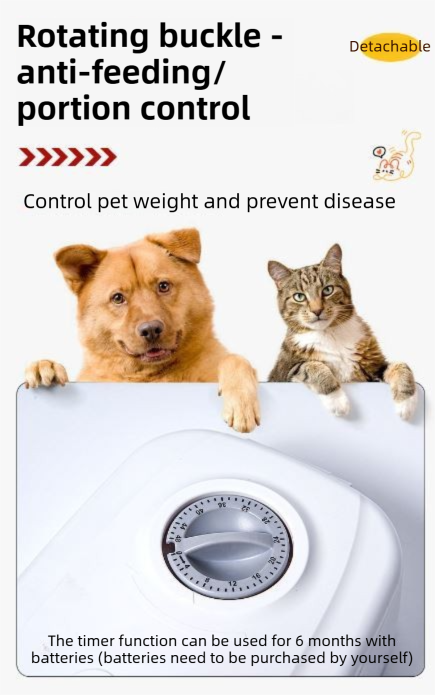 Grey Silent Automatic Pet Single Meal Dispenser with Rotary Buckle - Longest 48H Scheduled and Long Battery Life, Detachable for Easy Cleaning - Image 5