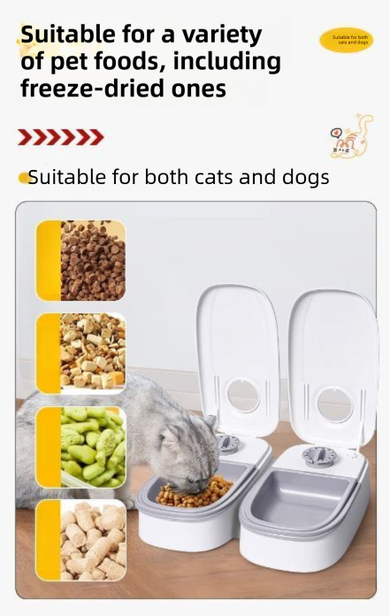 Grey Silent Automatic Pet Single Meal Dispenser with Rotary Buckle - Longest 48H Scheduled and Long Battery Life, Detachable for Easy Cleaning - Image 6