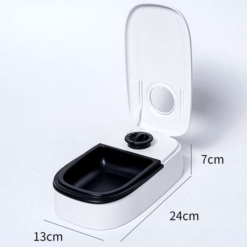 Black Silent Automatic Pet Single Meal Dispenser with Rotary Buckle - Longest 48H Scheduled and Long Battery Life, Detachable for Easy Cleaning - Image 1