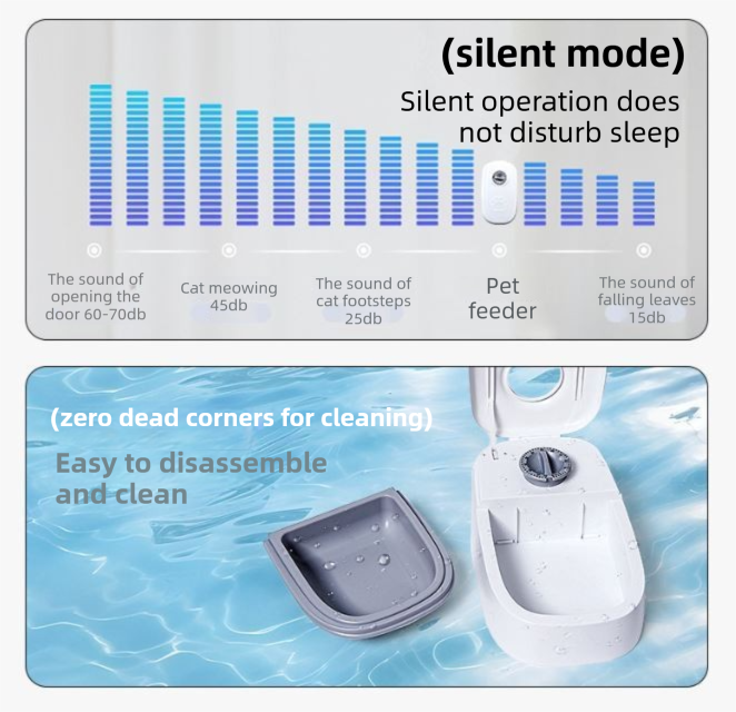 Black Silent Automatic Pet Single Meal Dispenser with Rotary Buckle - Longest 48H Scheduled and Long Battery Life, Detachable for Easy Cleaning - Image 4