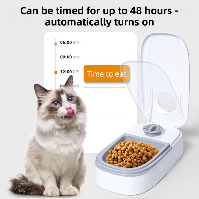 Black Silent Automatic Pet Double Meal Dispenser with Rotary Buckle - Longest 48H Scheduled and Long Battery Life, Detachable for Easy Cleaning - Image 3