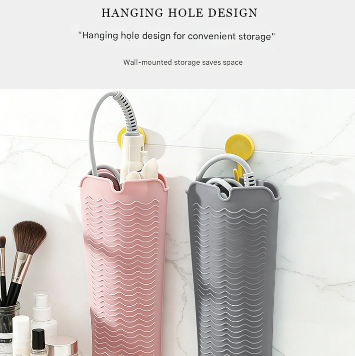 Pink 2-in-1 Silicone Wave Anti-Scalding Mat & Pouch for Hair Tools (2-Pack) - Travel-Ready Heat-Resistant Hanging Storage Bag - Image 3