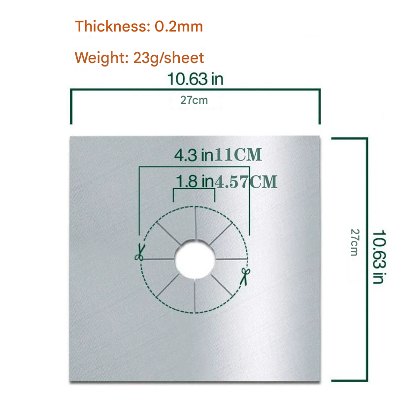 2-Piece Sliver Reusable Oil-Proof Teflon Stovetop Burner Liners - Cuttable, Non-Stick, Heat-Resistant & Dishwasher Safe Clean Pad - Image 1