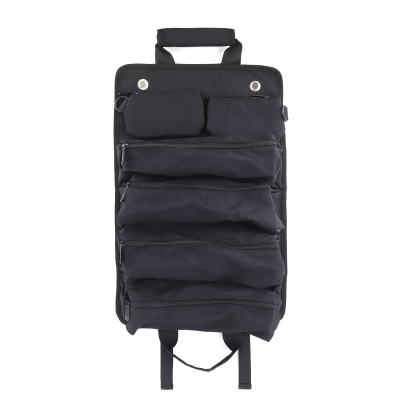 Black Heavy-Duty Oxford Cloth Roll-Up Tool Organizer - Detachable Multi-Purpose Utility Bag for Mechanics, Electricians & Outdoors - Image 1