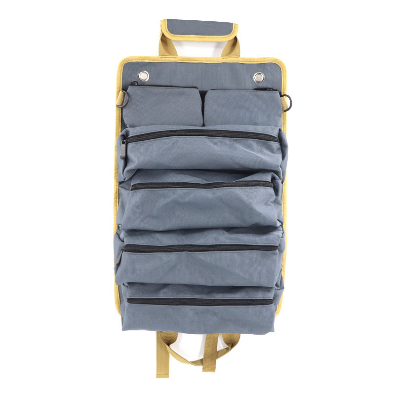 Grey Heavy-Duty Oxford Cloth Roll-Up Tool Organizer - Detachable Multi-Purpose Utility Bag for Mechanics, Electricians & Outdoors - Image 1
