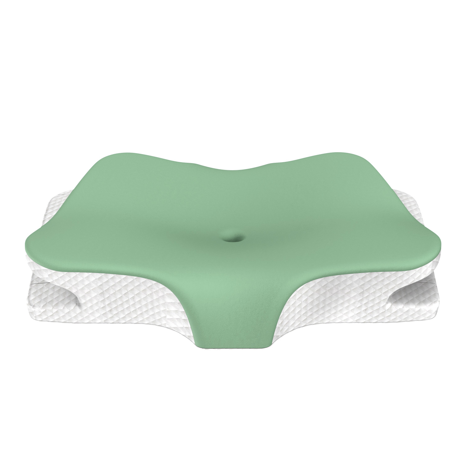 Green Breathable Butterfly Contoured Memory Foam Pillow - Dual-Height Orthopedic Neck Pillow with 5-Zone Cervical Support - Image 1