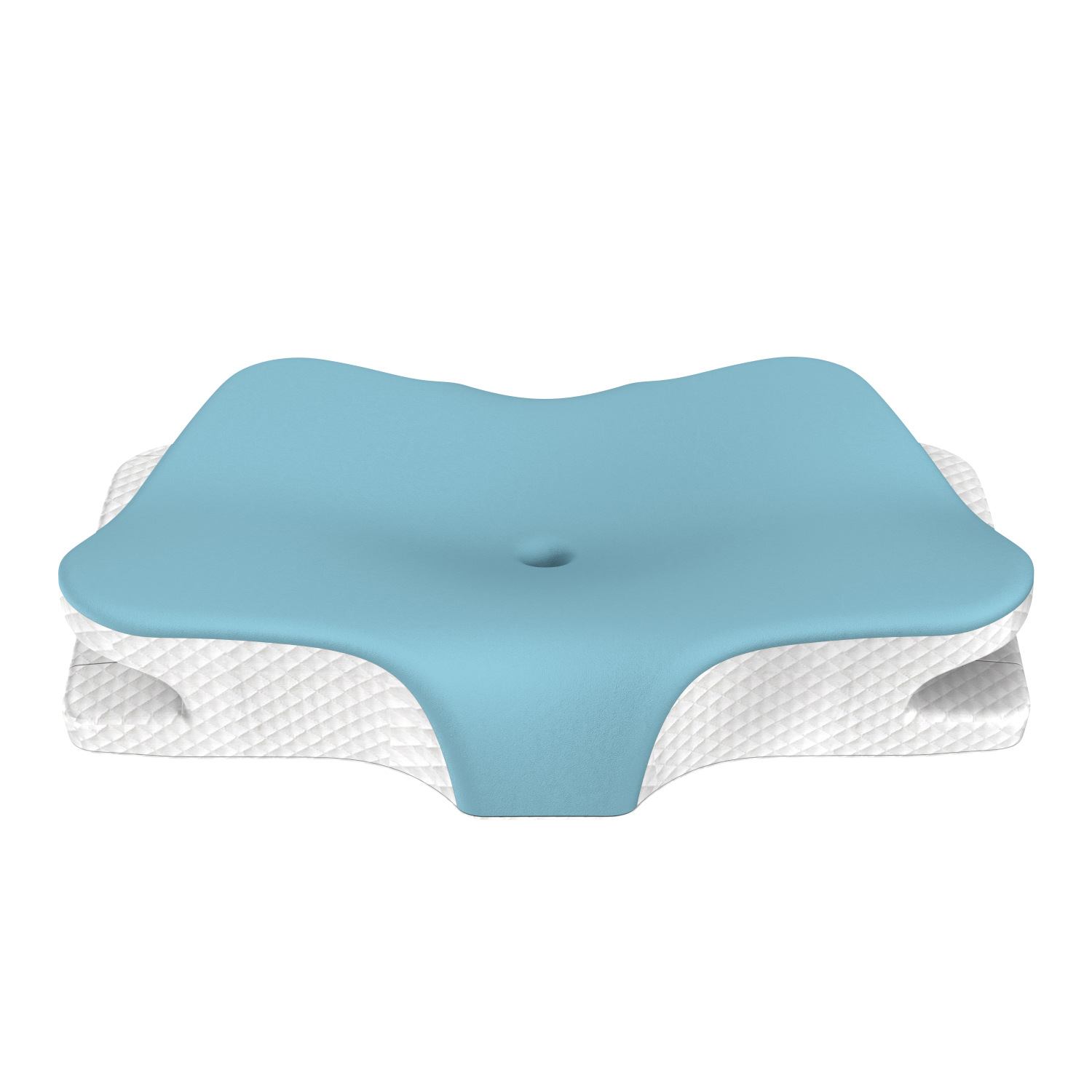 Blue Breathable Butterfly Contoured Memory Foam Pillow - Dual-Height Orthopedic Neck Pillow with 5-Zone Cervical Support - Image 1