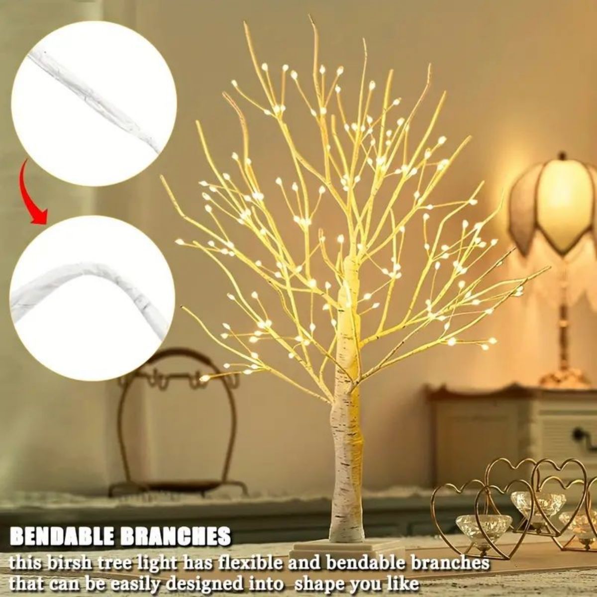 24 LEDS Birch Tree Lamp with Bendable Branches Style - Warm White Romantic Decorative Night Light Decor - Image 2