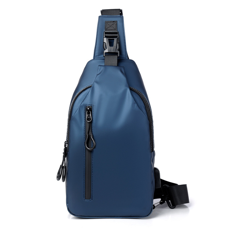 Blue Water / Wrinkle-Resistant Nylon Men's Tactical Chest Bag with USB Charging Port - 4 Layer Large Capacity Crossbody Pack - Image 1
