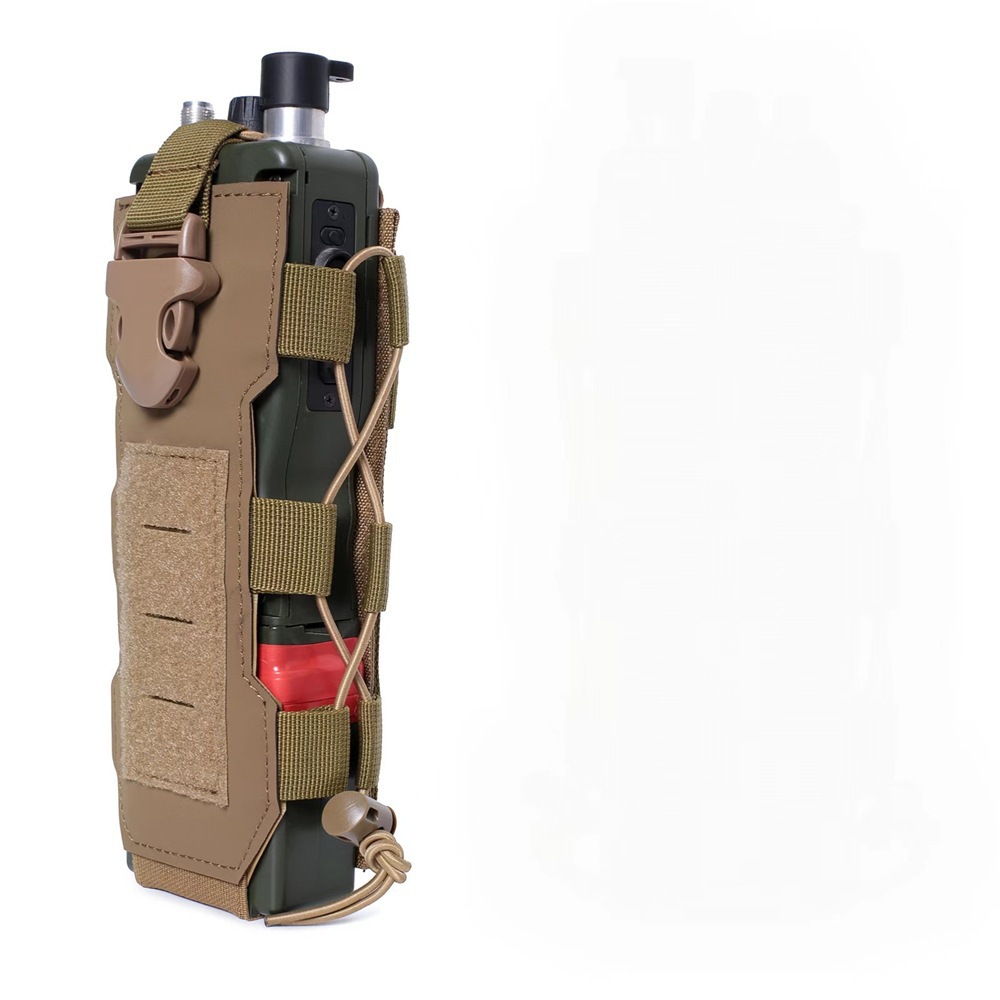 Khaki Adjustable Tactical Water Bottle Pouch - Multi-Functional MOLLE Compatible Accessory Bag for Hiking & Outdoor Survival - Image 1