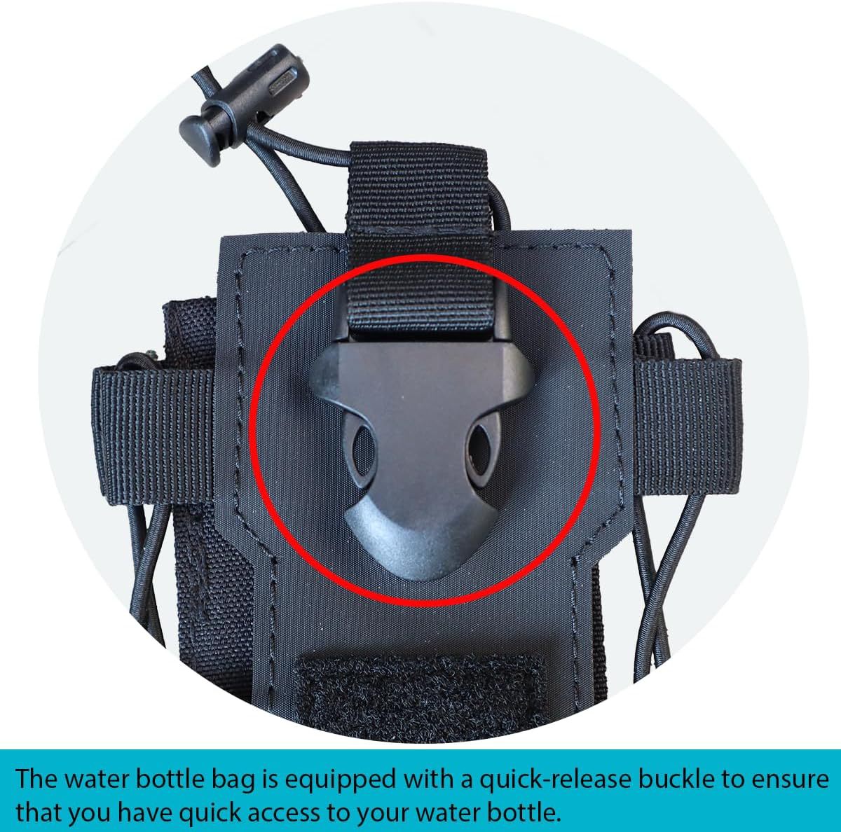 Khaki Adjustable Tactical Water Bottle Pouch - Multi-Functional MOLLE Compatible Accessory Bag for Hiking & Outdoor Survival - Image 4