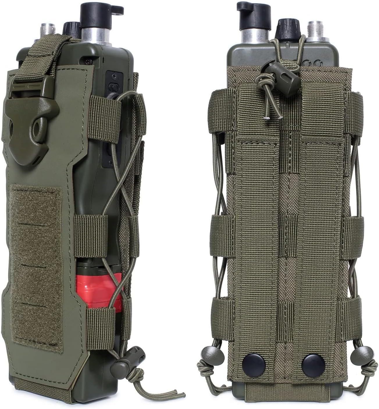 Green Adjustable Tactical Water Bottle Pouch - Multi-Functional MOLLE Compatible Accessory Bag for Hiking & Outdoor Survival - Image 1