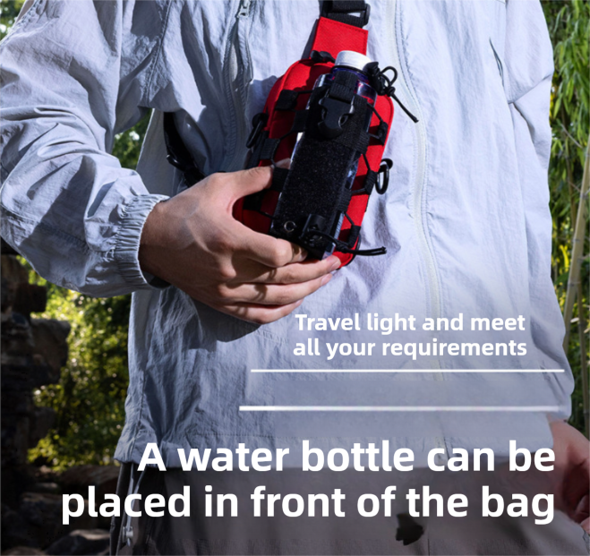 Black Outdoor Tactical Water Bottle Chest Bag - High-Capacity Phone Pouch with Expansion System for Cycling Camping and Fishing - Image 3