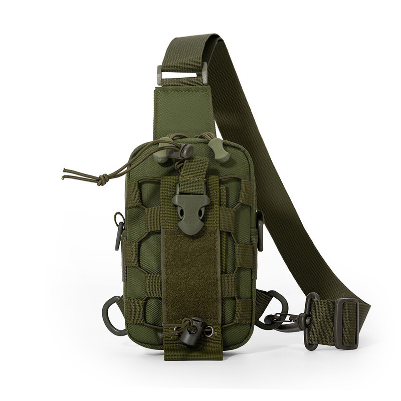 Green Outdoor Tactical Water Bottle Chest Bag - High-Capacity Phone Pouch with Expansion System for Cycling Camping and Fishing - Image 1
