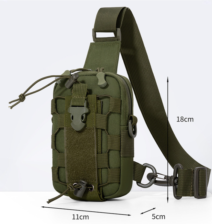 Green Outdoor Tactical Water Bottle Chest Bag - High-Capacity Phone Pouch with Expansion System for Cycling Camping and Fishing - Image 7