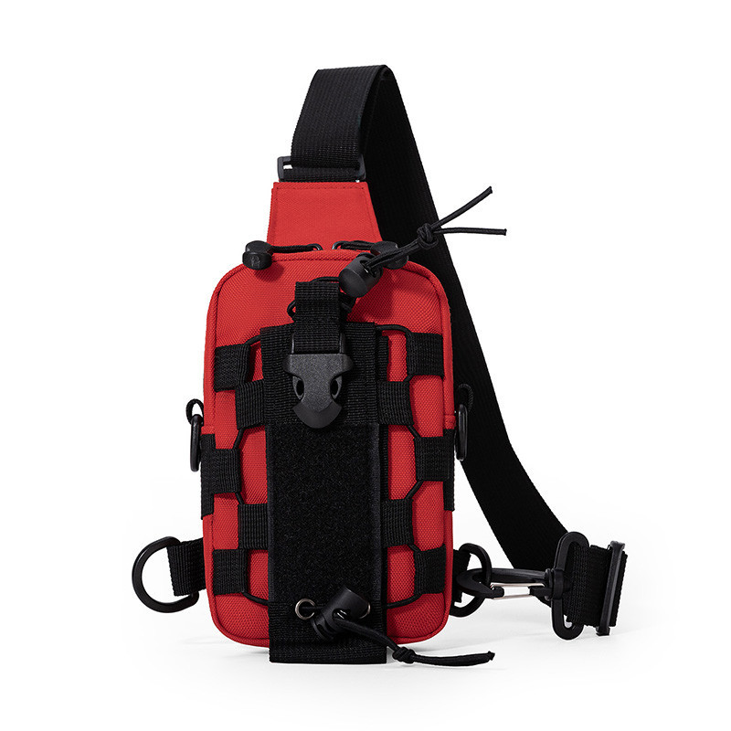 Red Outdoor Tactical Water Bottle Chest Bag - High-Capacity Phone Pouch with Expansion System for Cycling Camping and Fishing - Image 1