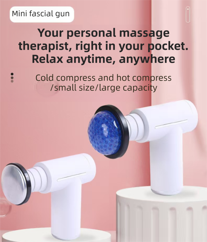 Red Lightweight Mini Hot Cold Massage Gun with 6 Heads - 6 Intensity Dual Thermal Therapy Muscle Reliever for Portable Body Recovery - Image 2