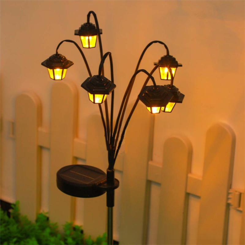 Solar Retro Hexagonal Palace Ground Plug Light with 6 LED Warm Glow - In/Outdoor Garden Pathway Landscape and Lawn Lamp - Image 1